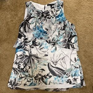 White House Black Market Floral Layered Sleeve Top Size S